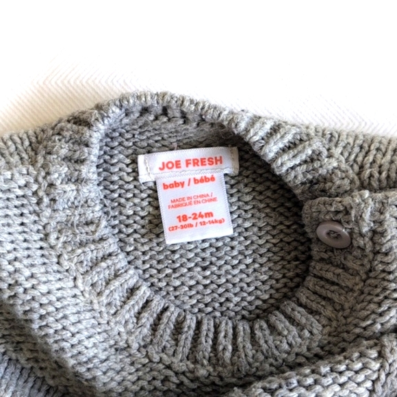 joe fresh chunky gray cable knit sweater dress 18-24 months baby toddler girls - Picture 4 of 6